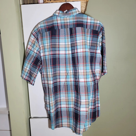 ❤️ 3 for $35 vintage Nautica men short sleeve button down plaid checked shirt XL - Picture 2 of 6